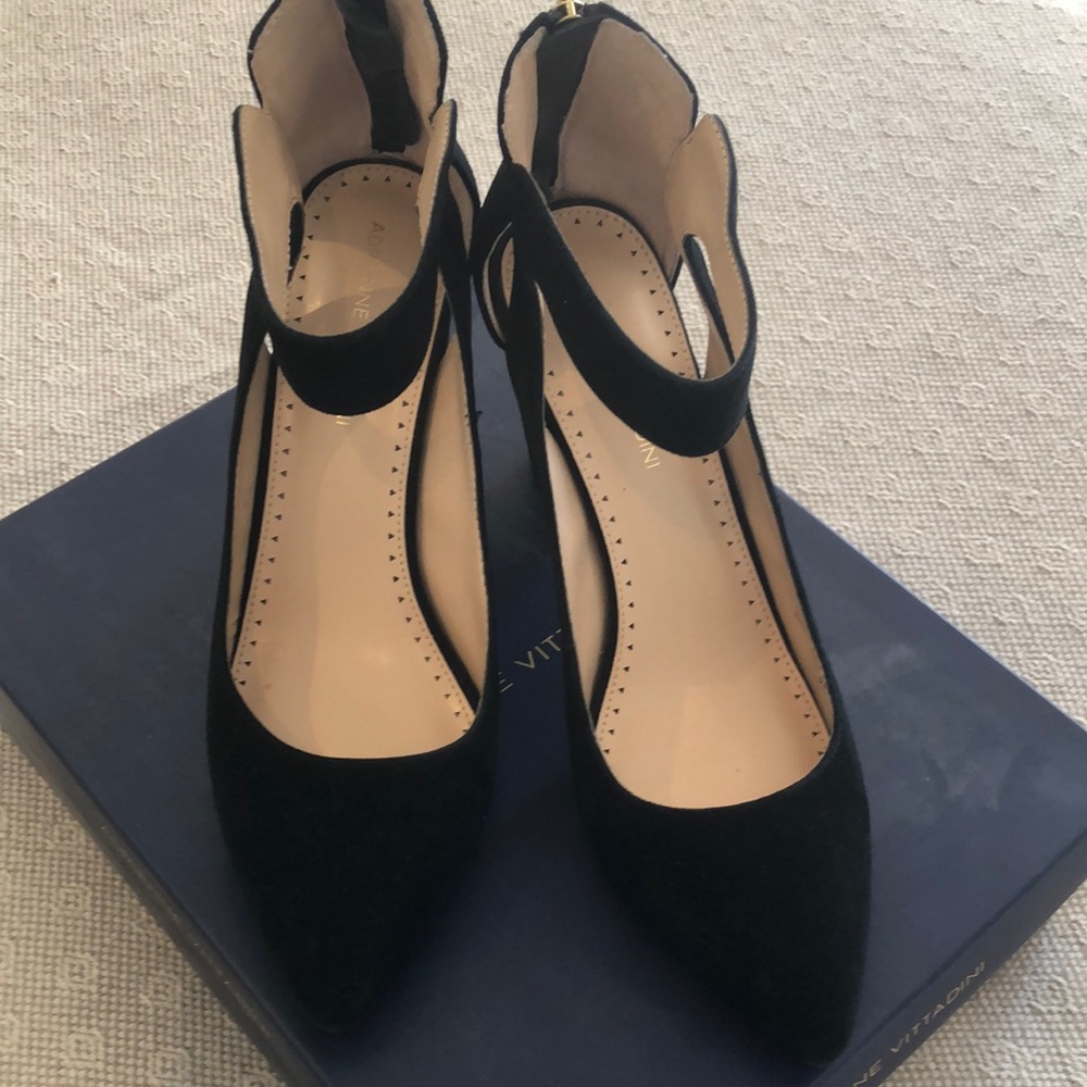Adrienne Vittadini Black Heels with Ankle Strap